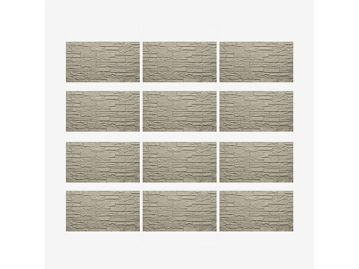 Ensemble de 12 panneaux décoratifs effet brique et pierre 3D, revêtement mural PU 8,6 m² (120 x 60 x 2,5 cm), coloris Greige Tortora