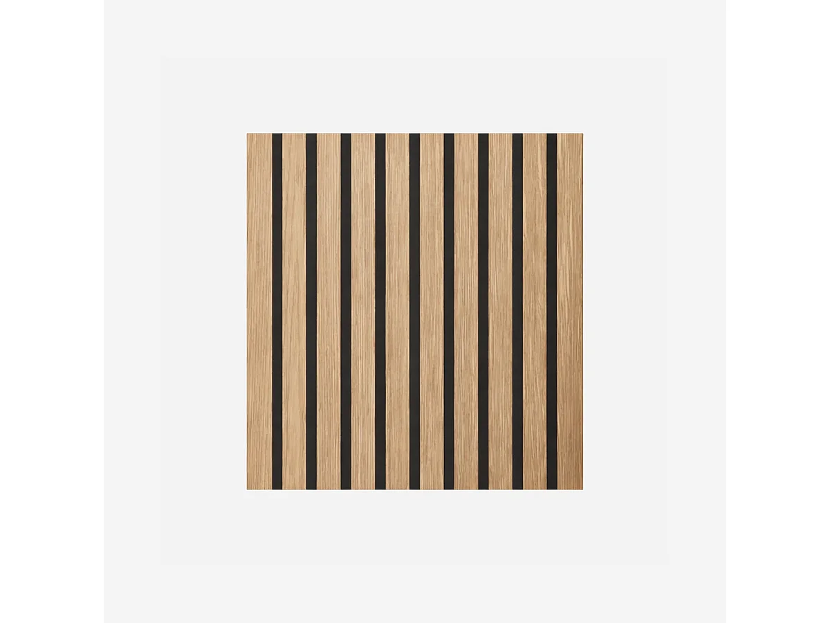 Decorative wooden slat panel, MDF slats and PET felt, set of 12 pieces, 60x60 cm, sound-absorbing wall covering, oak.