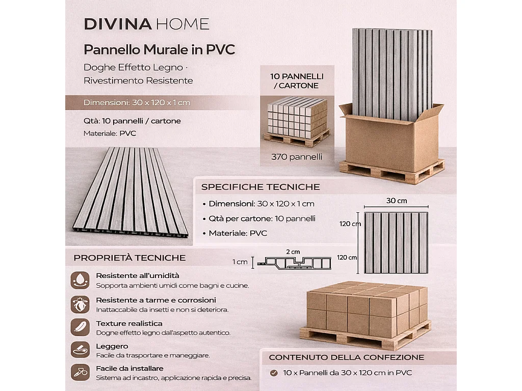 Dekorative PVC-Paneele in Holzoptik, 10er-Set, 120 x 30 cm, Eichenholz-Wandverkleidung