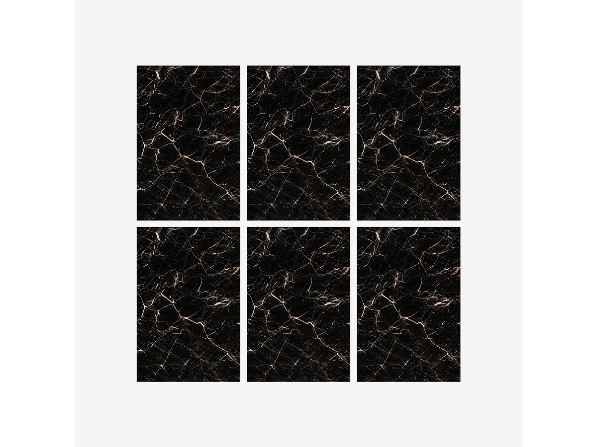 Panneau décoratif en grès cérame effet marbre, lot de 6 pièces, revêtement mural PVC 4,3 m², finition UV, 120 x 60 cm, marbre noir