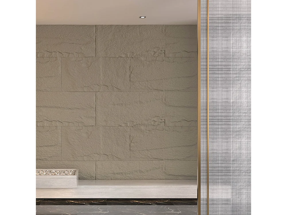 Ensemble de 10 panneaux décoratifs effet pierre 3D, revêtement mural PU 7,2 m², 120x60x3 cm, gris ciment