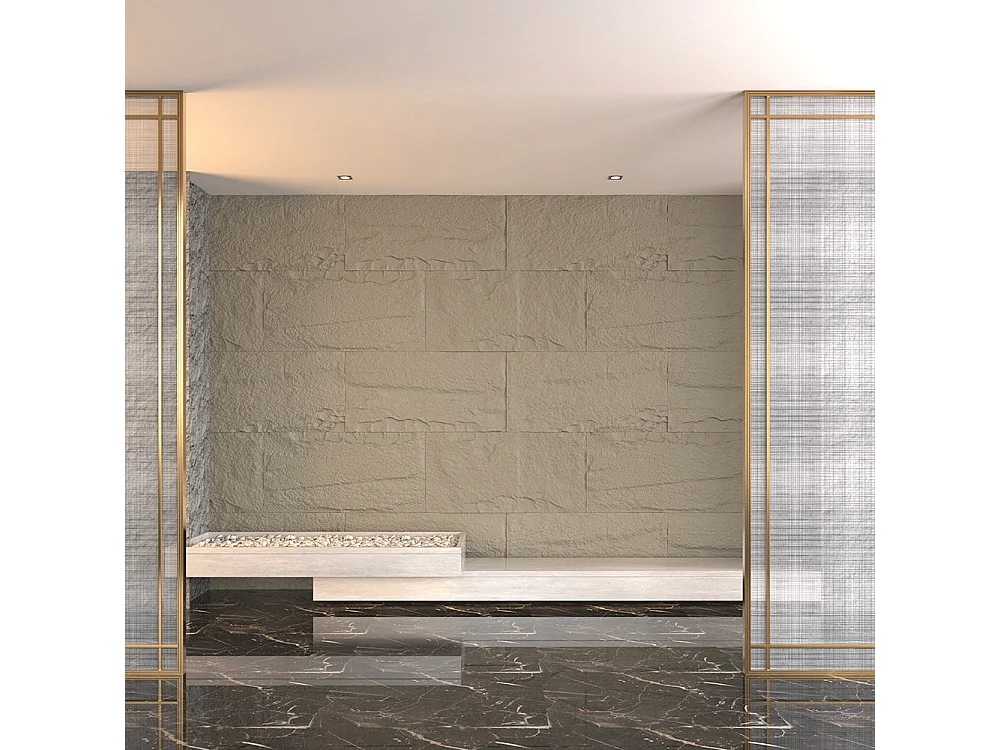 Ensemble de 10 panneaux décoratifs effet pierre 3D, revêtement mural PU 7,2 m², 120x60x3 cm, gris ciment