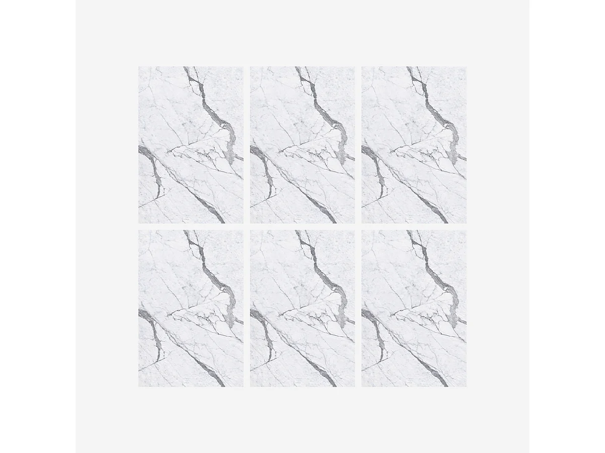 Panneau décoratif en grès cérame effet marbre, lot de 6 pièces, revêtement mural PVC 4,3 m², finition UV, 120 x 60 cm, marbre blanc