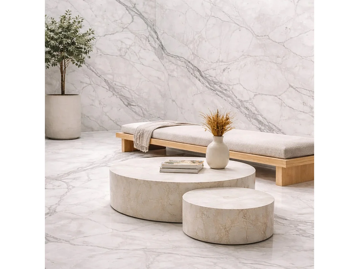 Panneau décoratif en grès cérame effet marbre, lot de 6 pièces, revêtement mural PVC 4,3 m², finition UV, 120 x 60 cm, marbre blanc