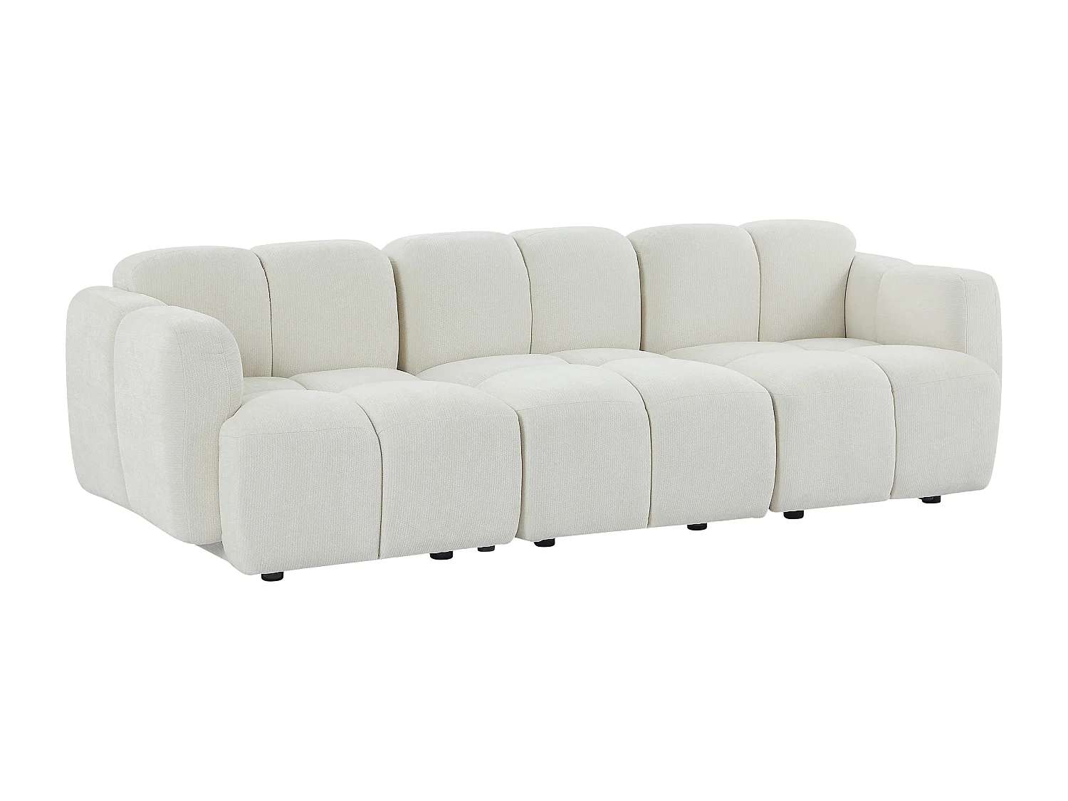 Canapé modulable 3 places en tissu texturé blanc cassé CARLIVI