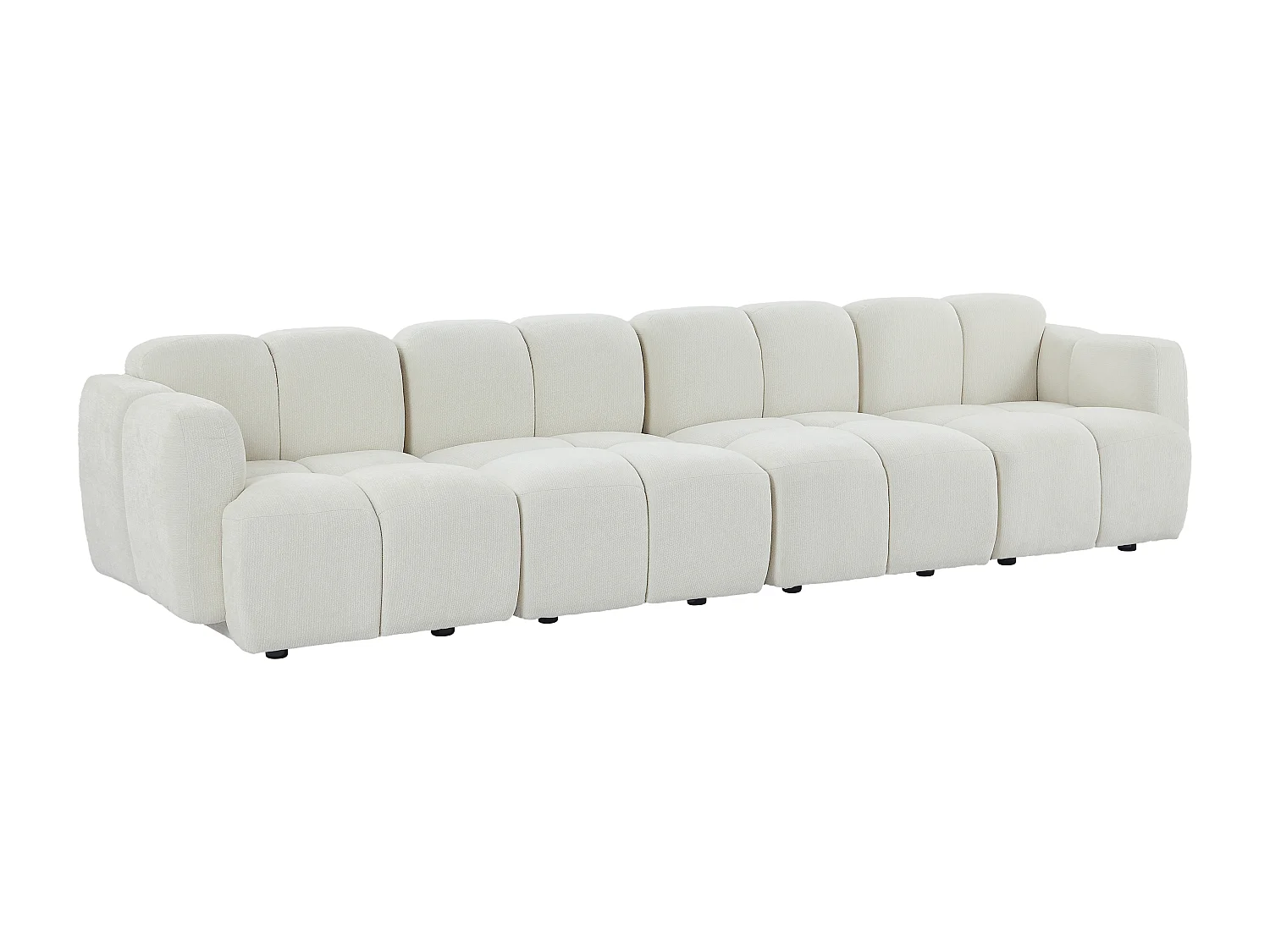 Canapé modulable 4 places en tissu tetxuré blanc cassé CARLIVI