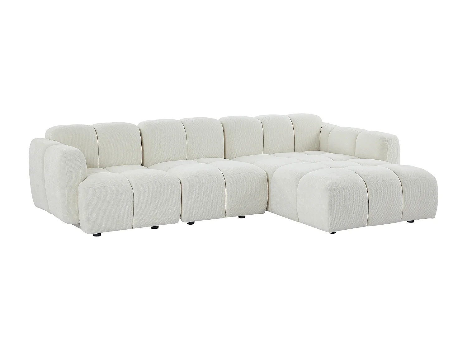Canapé d'angle modulable en tissu texturé blanc cassé CARLIVI