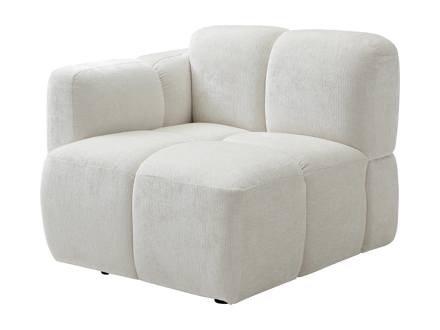 Canapé d'angle modulable en tissu texturé blanc cassé CARLIVI
