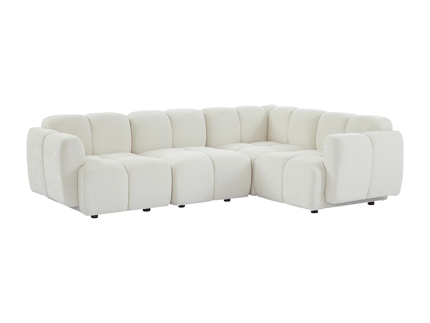 Canapé d'angle modulable avec dossier en tissu texturé blanc cassé CARLIVI