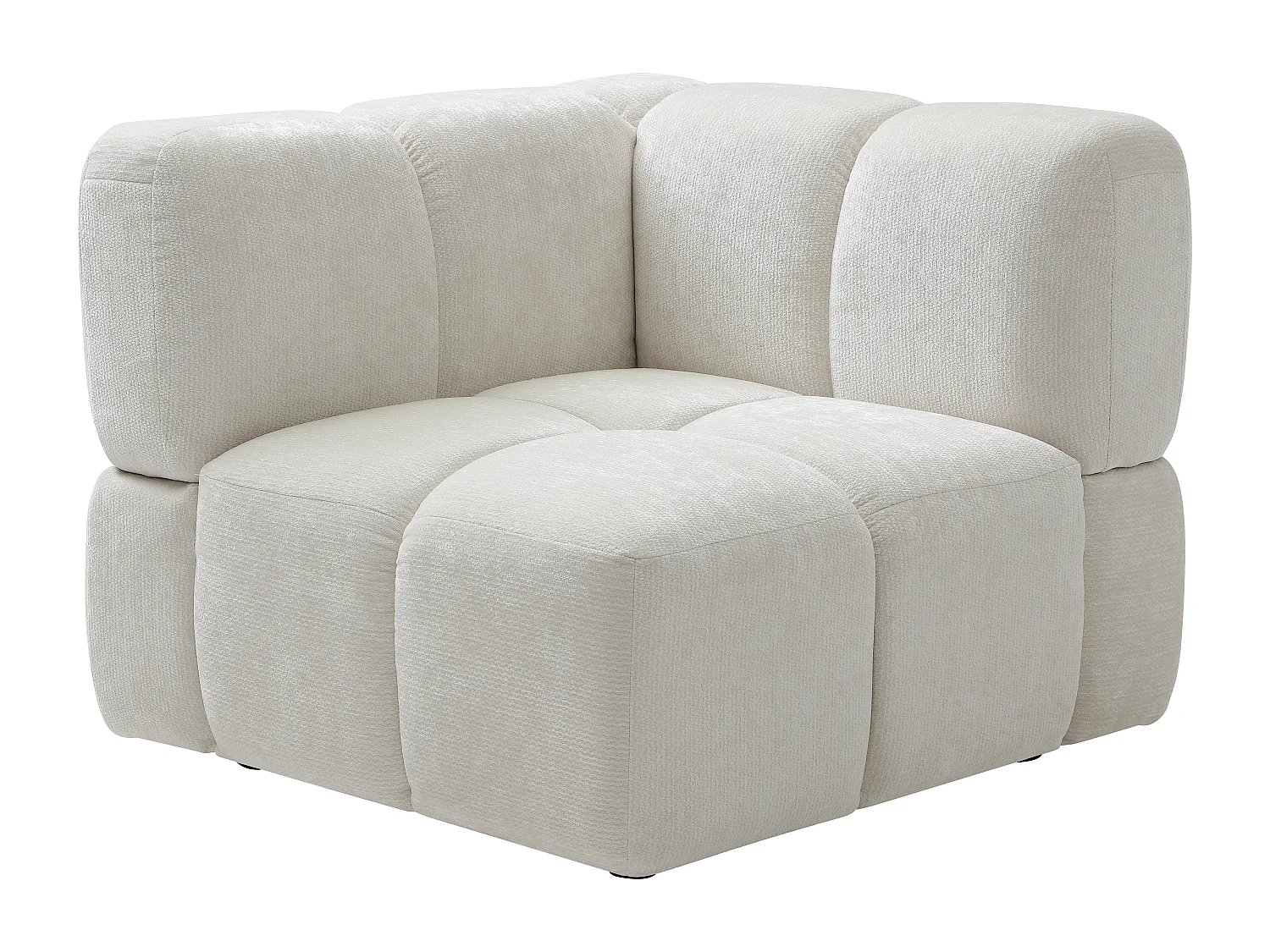 Canapé d'angle modulable avec dossier en tissu texturé blanc cassé CARLIVI