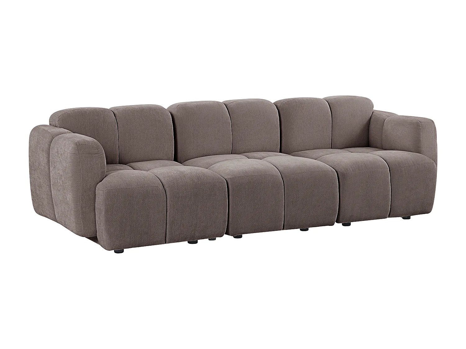 Canapé modulable 3 places en tissu texturé taupe CARLIVI