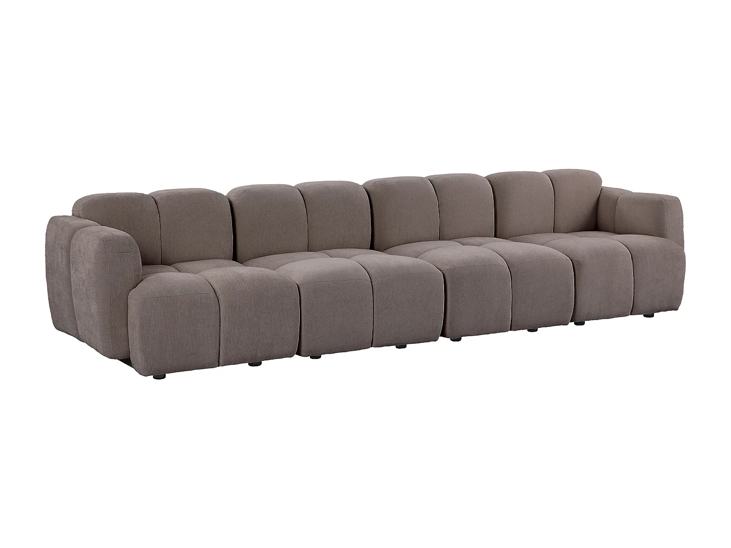 Canapé modulable 4 places en tissu tetxuré taupe CARLIVI