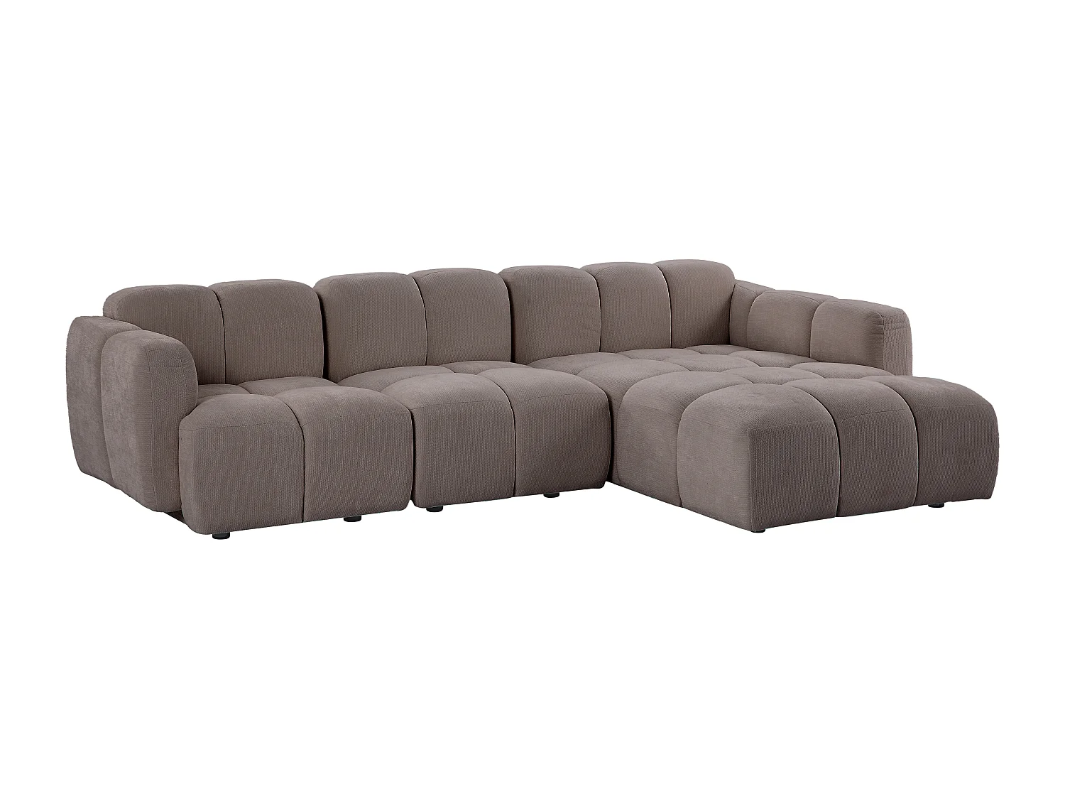 Canapé d'angle modulable en tissu texturé taupe CARLIVI