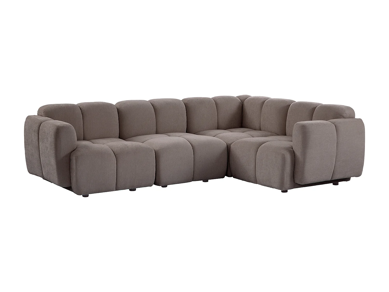 Canapé d'angle modulable avec dossier en tissu texturé taupe CARLIVI