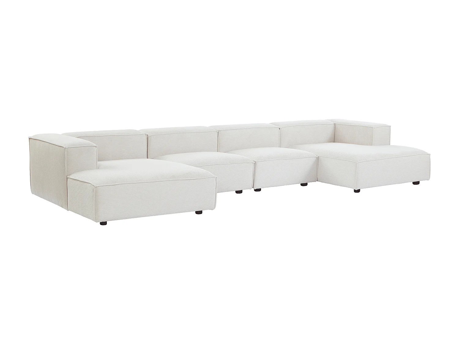 Canapé d'angle panoramique modulable en velours côtelé beige RUZOLO