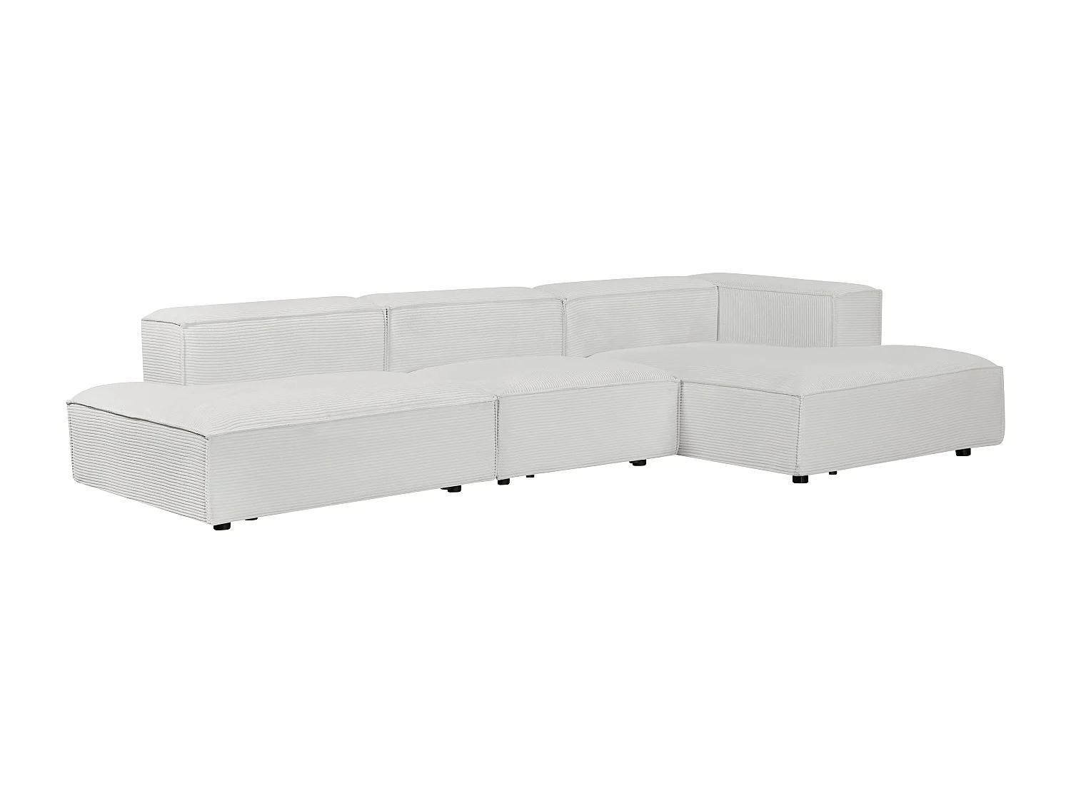 Canapé d'angle ouvert modulable en velours côtelé beige RUZOLO