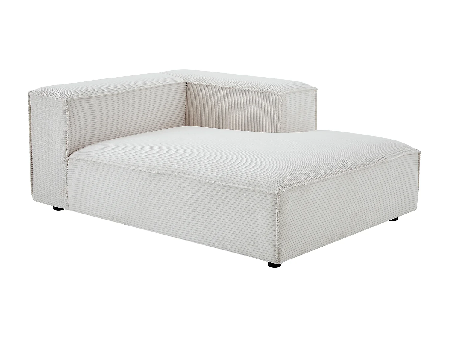 Canapé d'angle ouvert modulable en velours côtelé beige RUZOLO