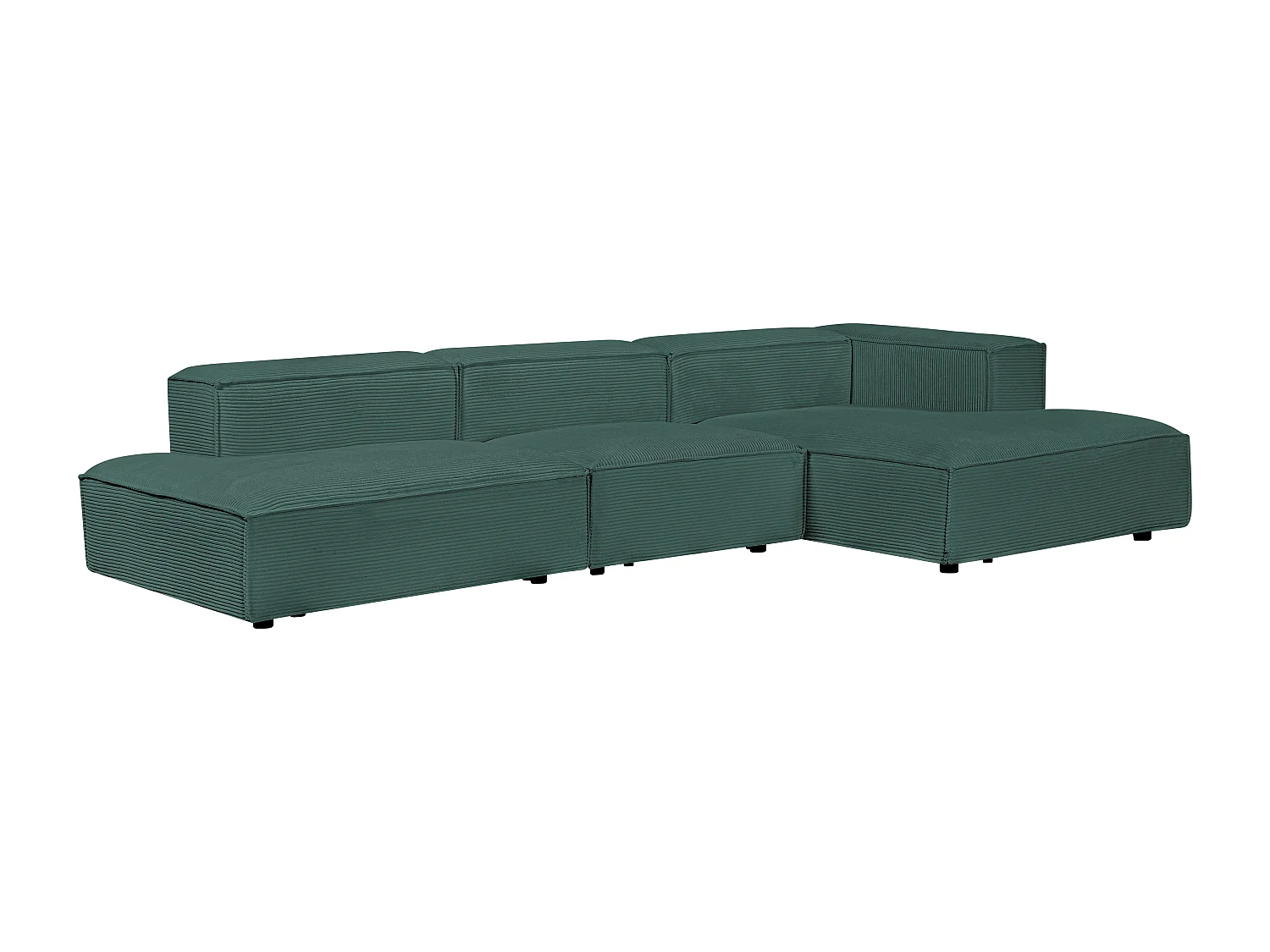 Canapé d'angle ouvert modulable en velours côtelé vert RUZOLO