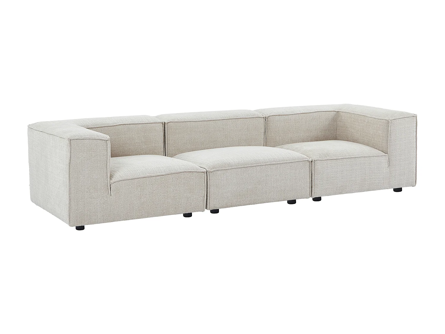 Canapé 4 places modulable en tissu chenille beige RUZOLO