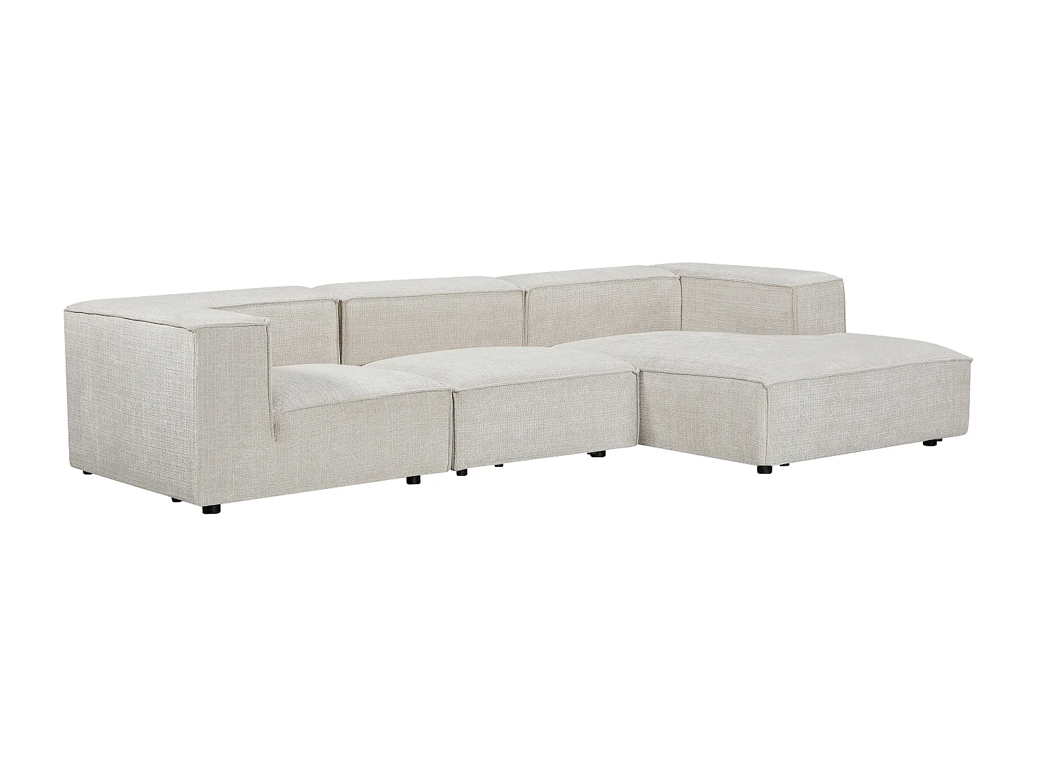 Canapé d'angle modulable en tissu chenille beige RUZOLO