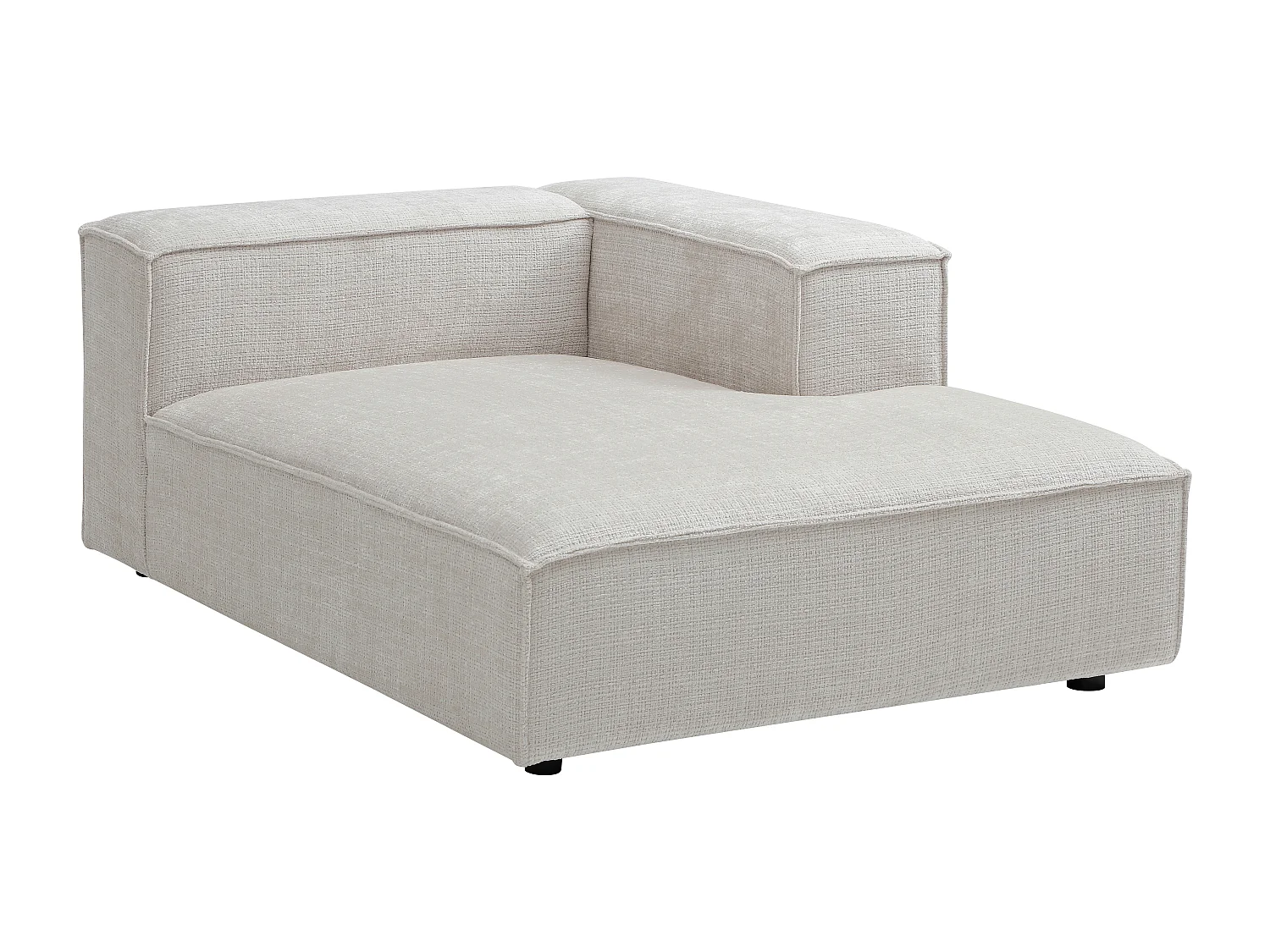 Canapé d'angle panoramique modulable en tissu chenille beige RUZOLO