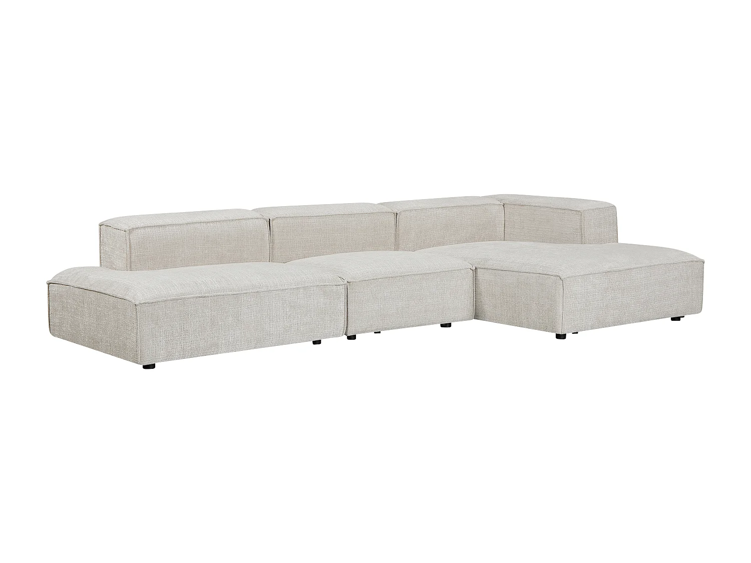 Canapé d'angle ouvert modulable en tissu chenille beige RUZOLO