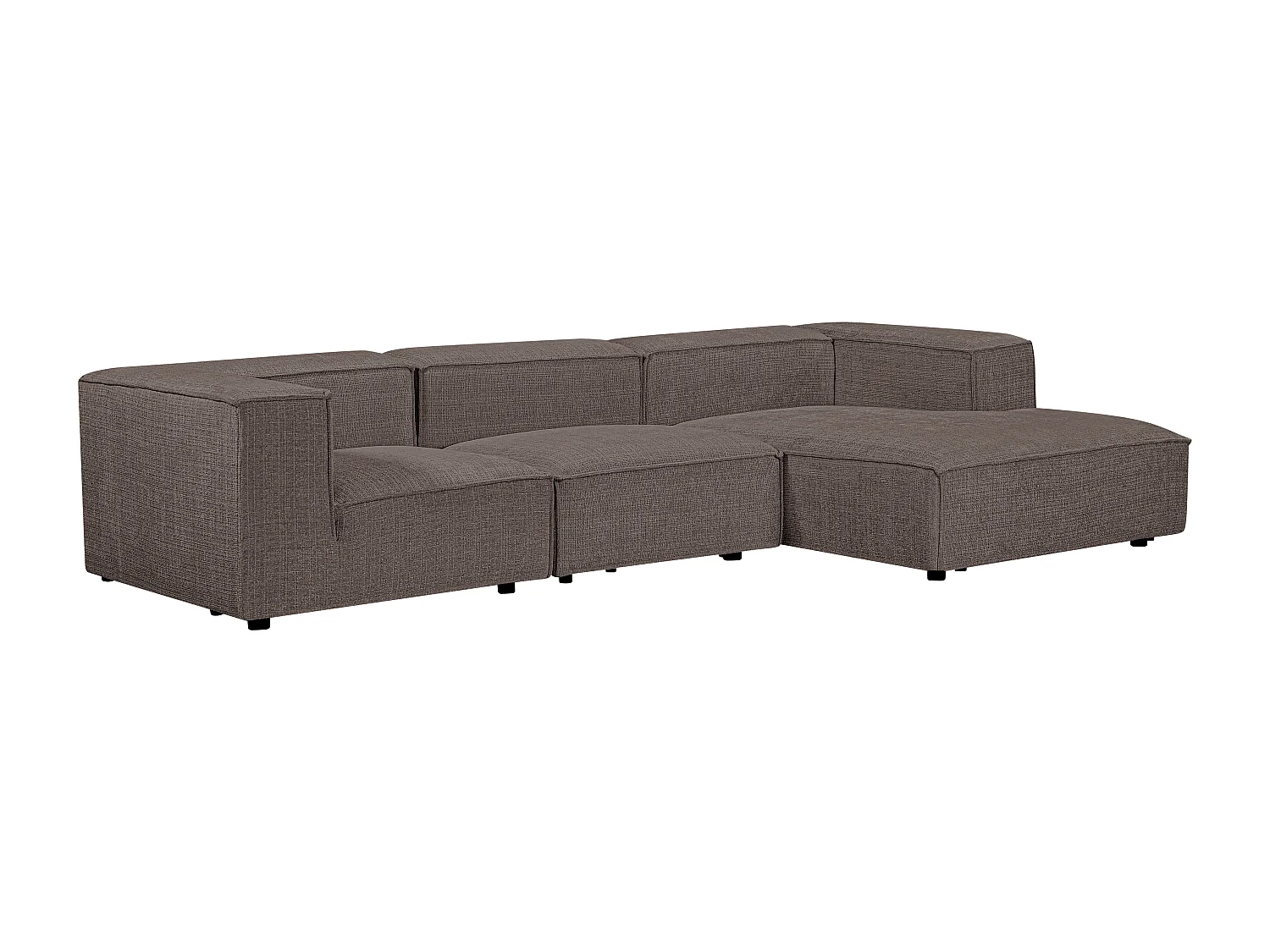 Canapé d'angle modulable en tissu chenille taupe RUZOLO