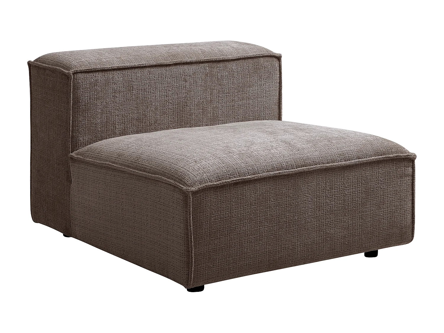 Canapé d'angle panoramique modulable en tissu chenille taupe RUZOLO