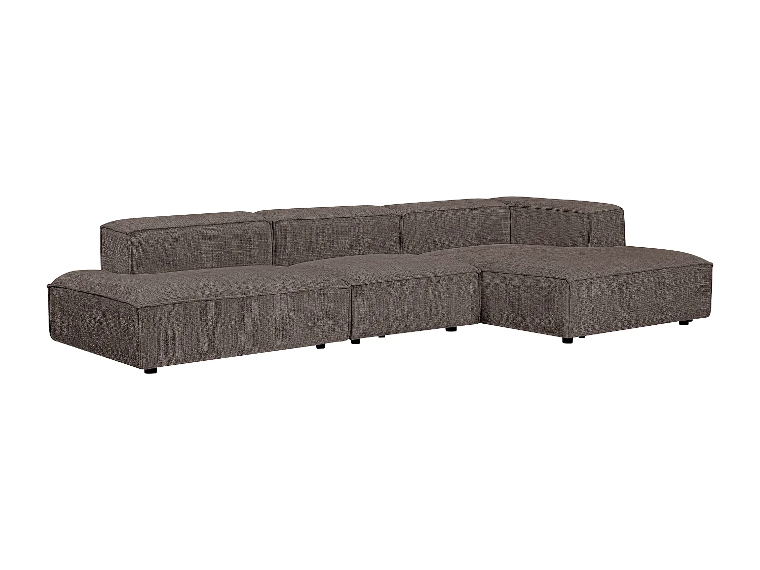 Canapé d'angle ouvert modulable en tissu chenille taupe RUZOLO