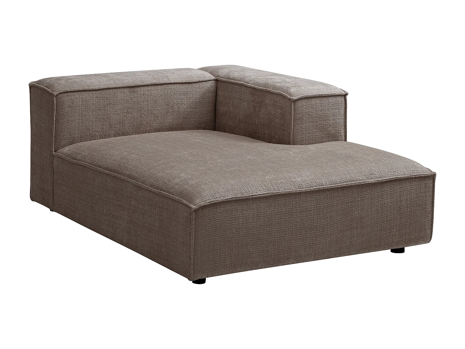 Canapé d'angle ouvert modulable en tissu chenille taupe RUZOLO