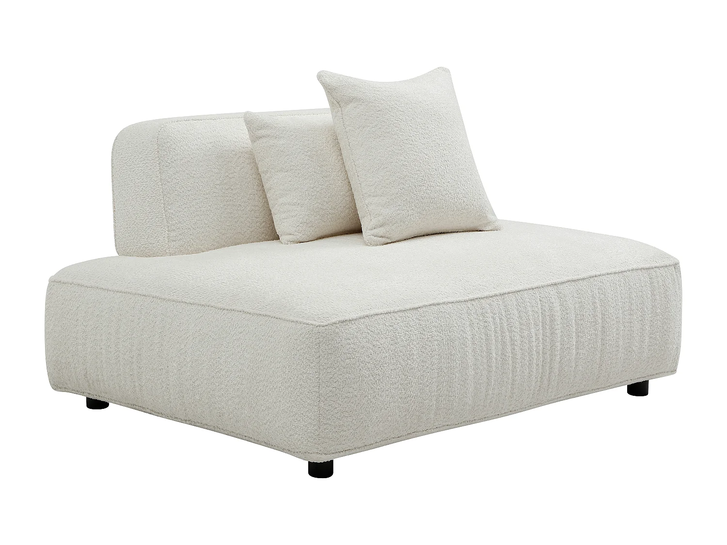 Canapé d'angle modulable en tissu bouclette blanc cassé LELACO