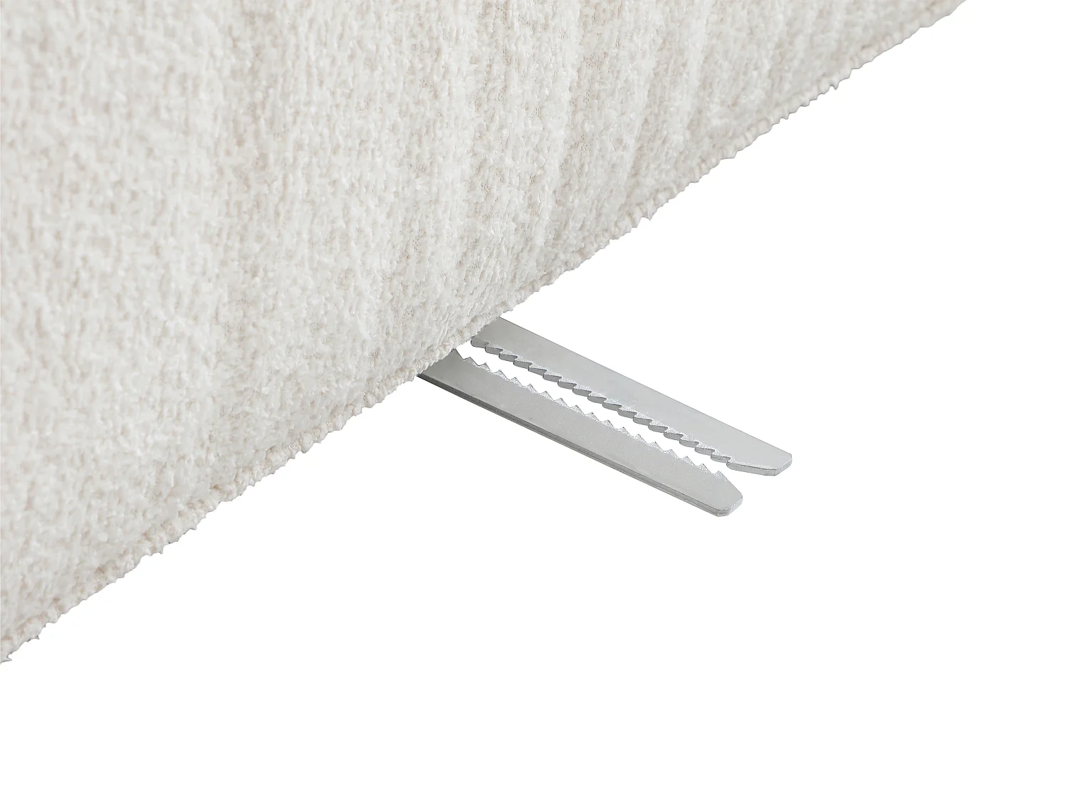 Canapé d'angle modulable en tissu bouclette blanc cassé LELACO