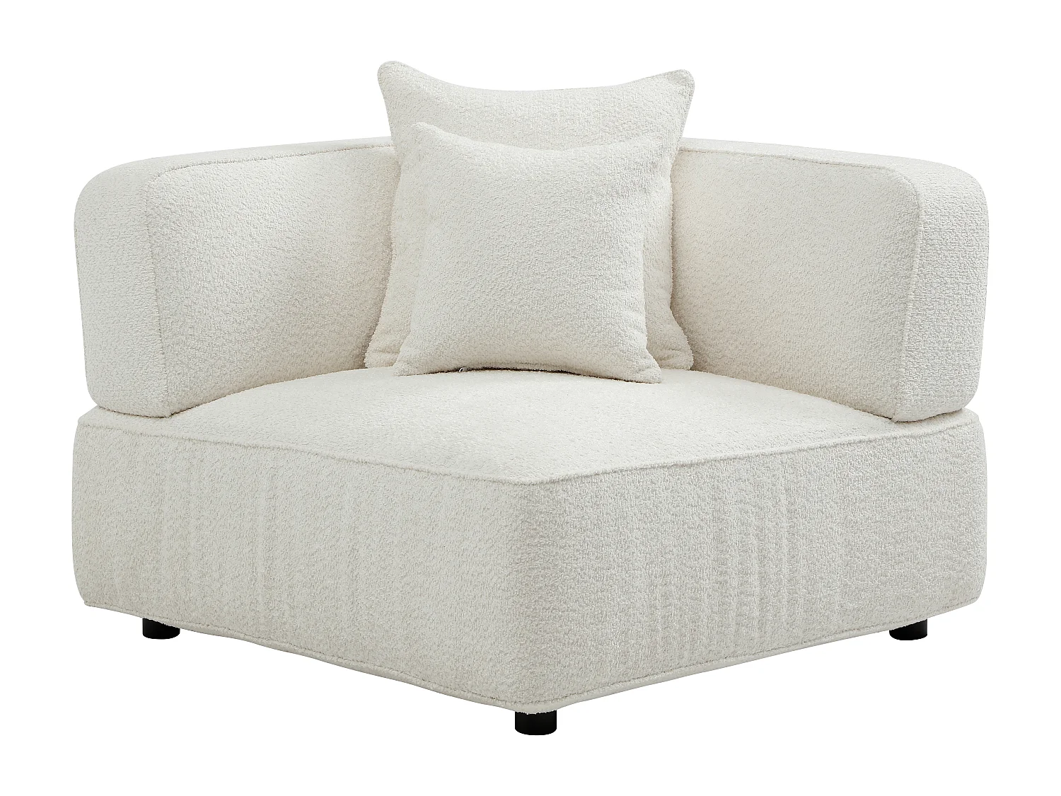 Canapé d'angle modulable en tissu bouclette blanc cassé LELACO