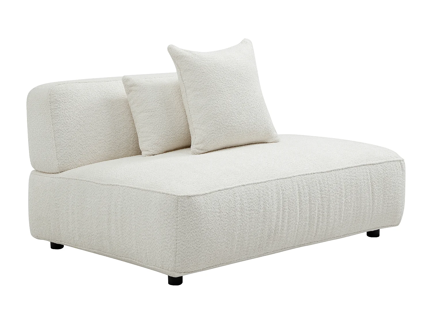 Canapé d'angle panoramique modulable en tissu bouclette blanc cassé LELACO
