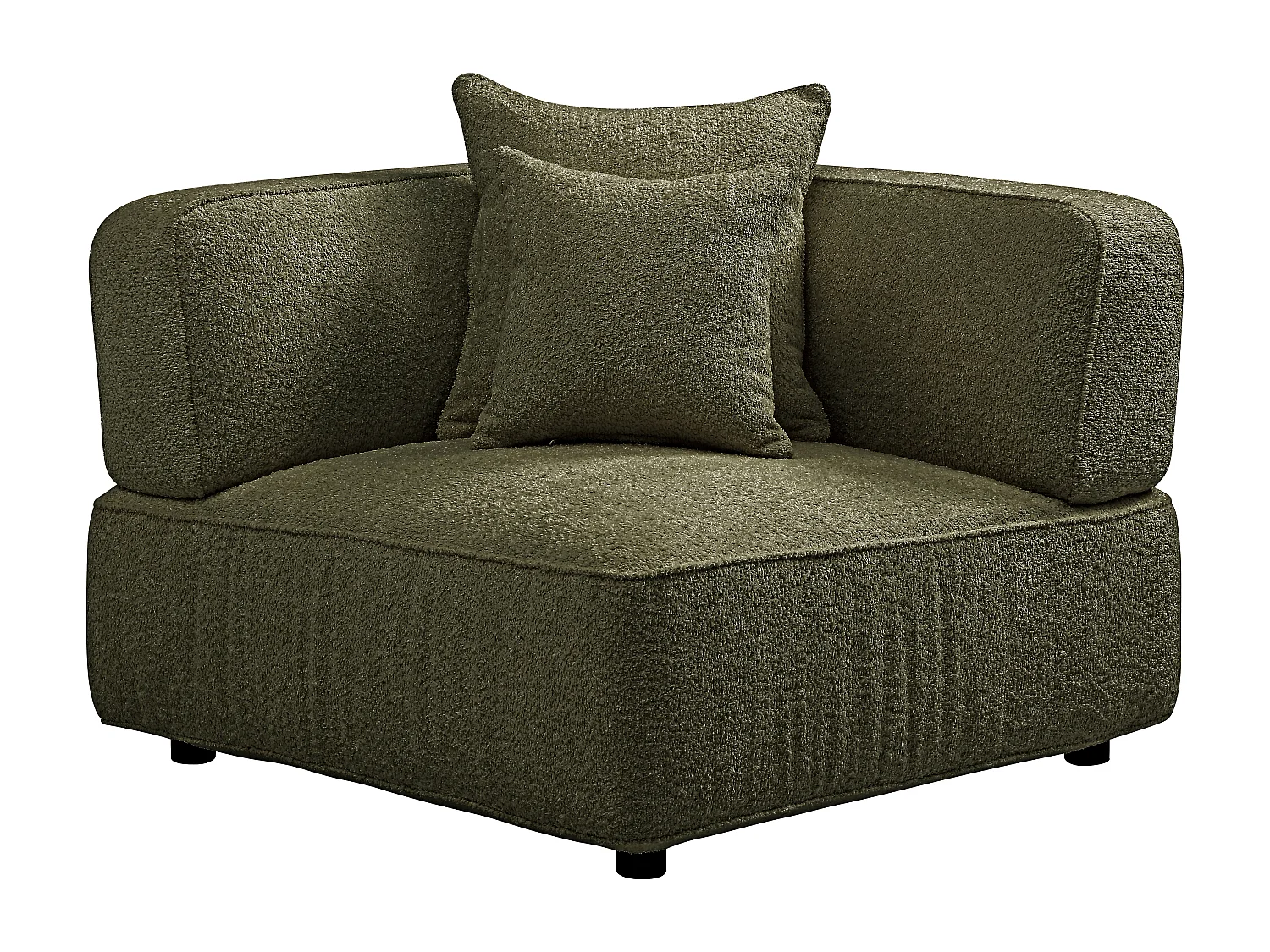 Canapé d'angle modulable en tissu bouclette vert kaki LELACO