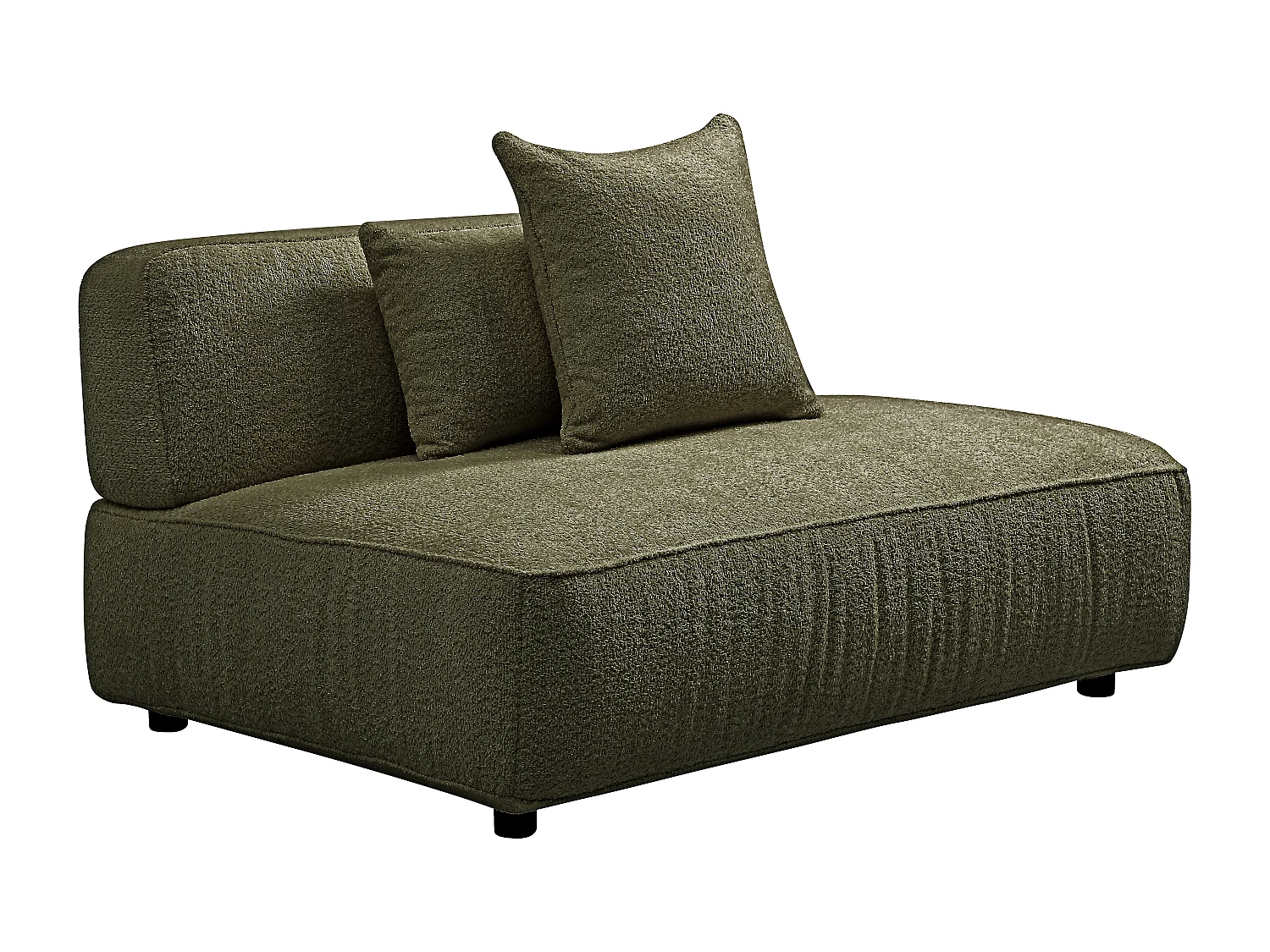 Canapé d'angle modulable en tissu bouclette vert kaki LELACO