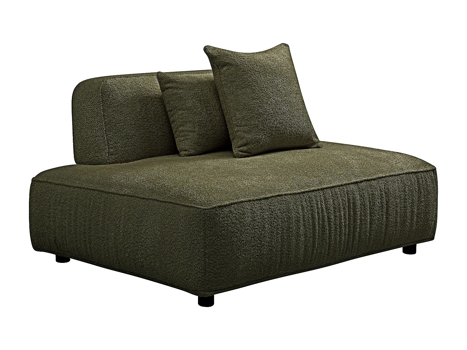 Canapé d'angle modulable en tissu bouclette vert kaki LELACO