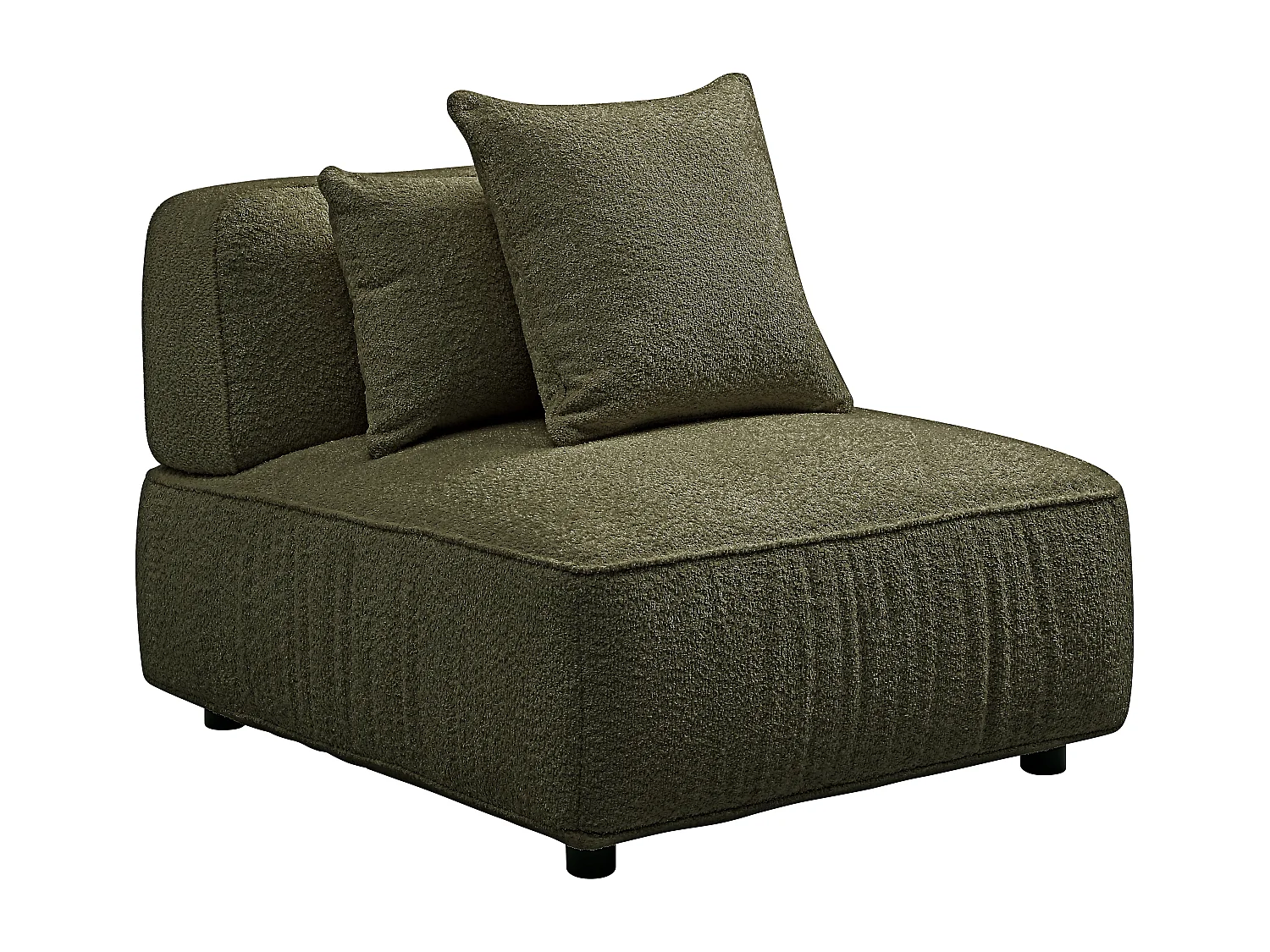 Canapé d'angle modulable en tissu bouclette vert kaki LELACO