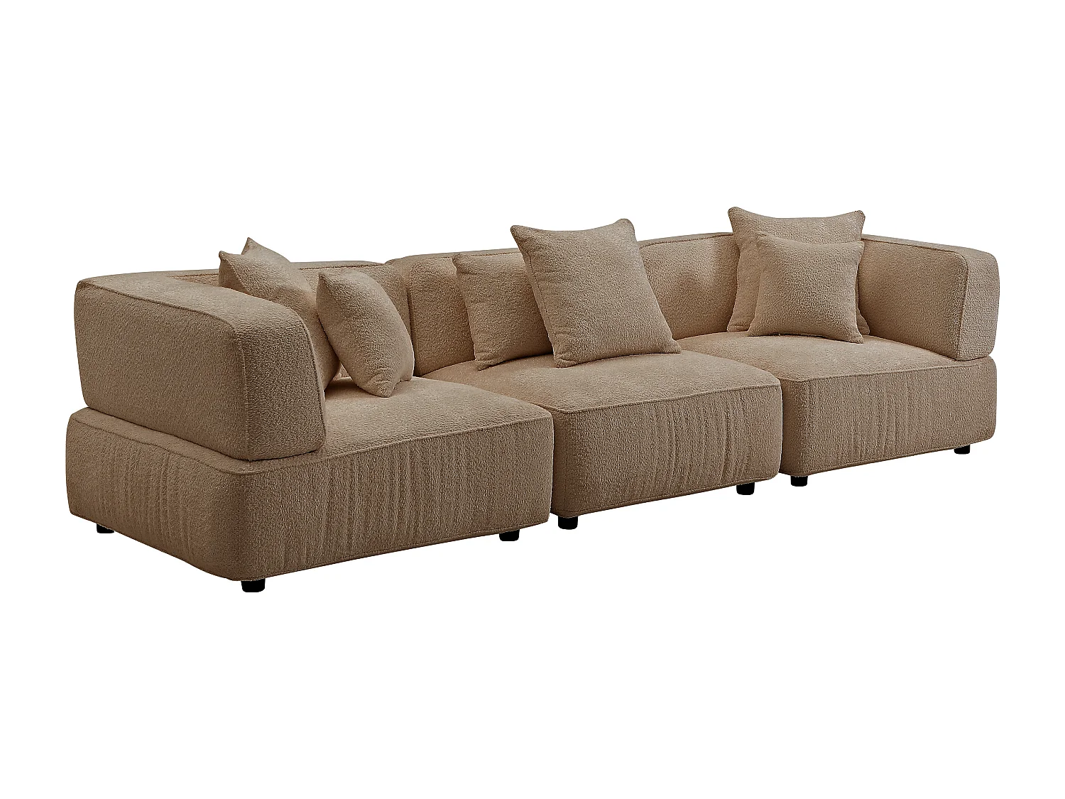 Canapé 4 places modulable en tissu bouclette taupe LELACO