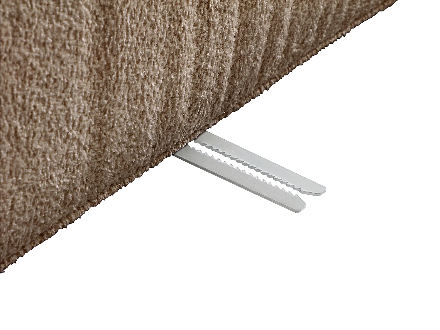 Canapé d'angle modulable en tissu bouclette taupe LELACO