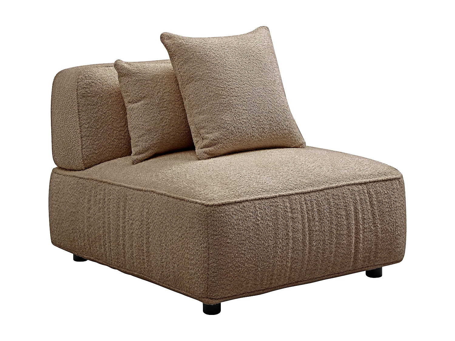 Canapé d'angle panoramique modulable en tissu bouclette taupe LELACO