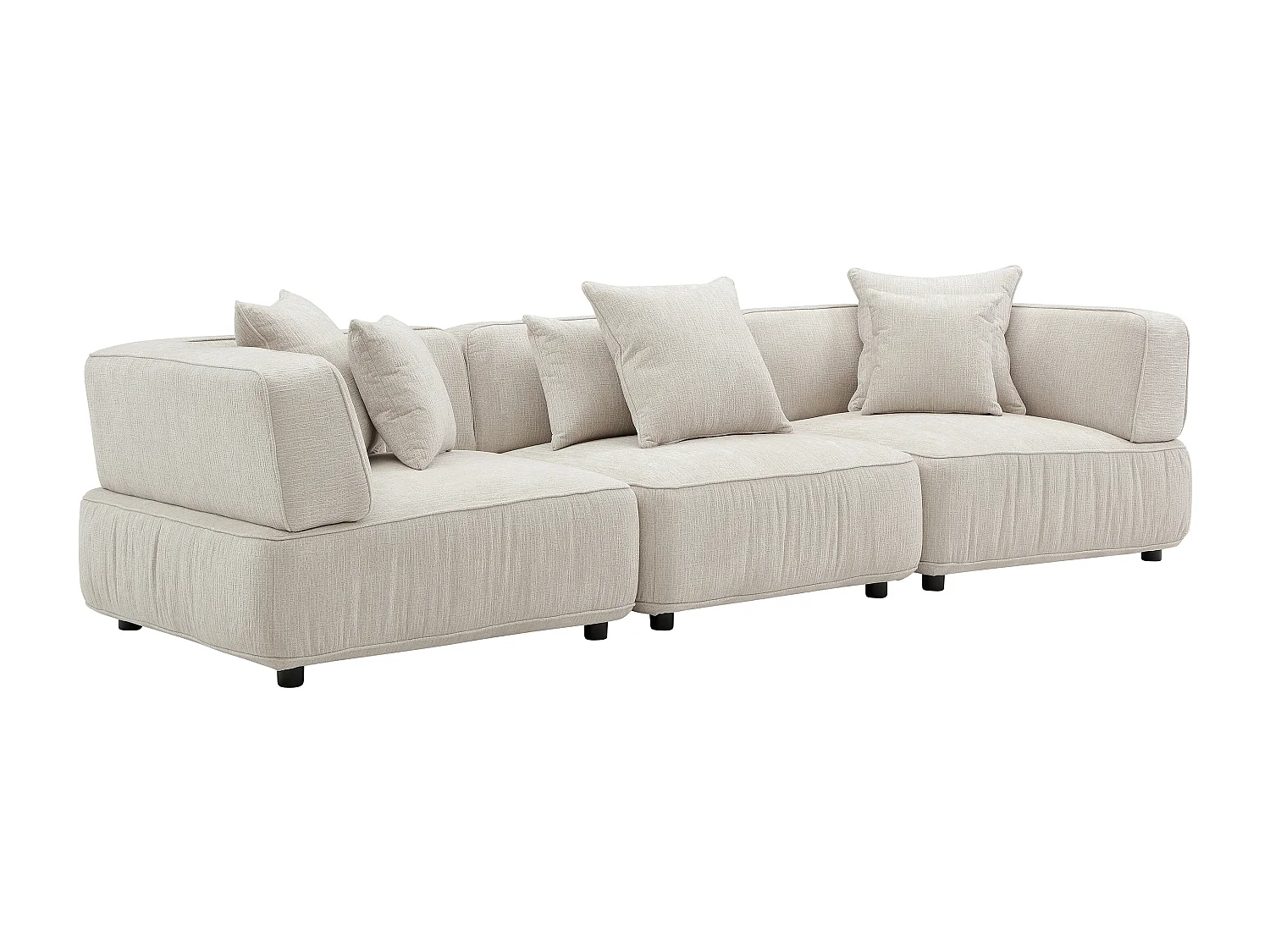 Canapé 4 places modulable en tissu chenille beige LELACO