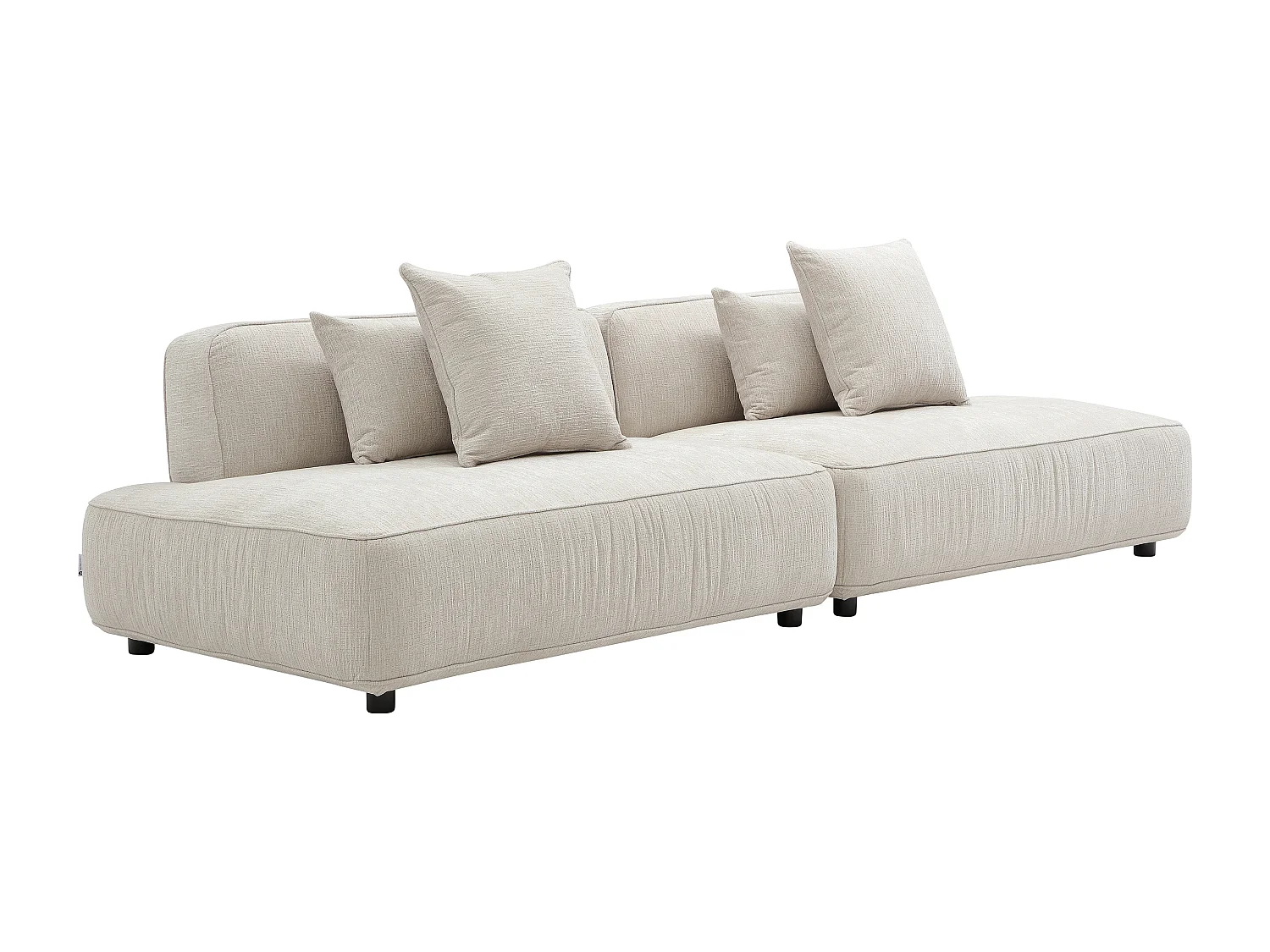 Canapé 5 places ouvert modulable en tissu chenille beige LELACO
