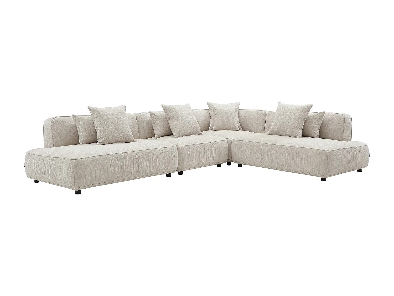 Canapé d'angle modulable en tissu chenille beige LELACO