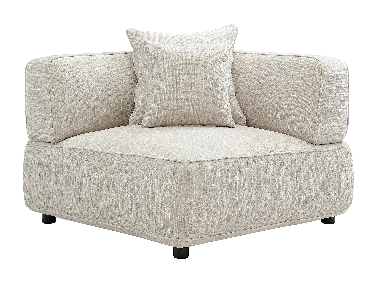 Canapé d'angle modulable en tissu chenille beige LELACO