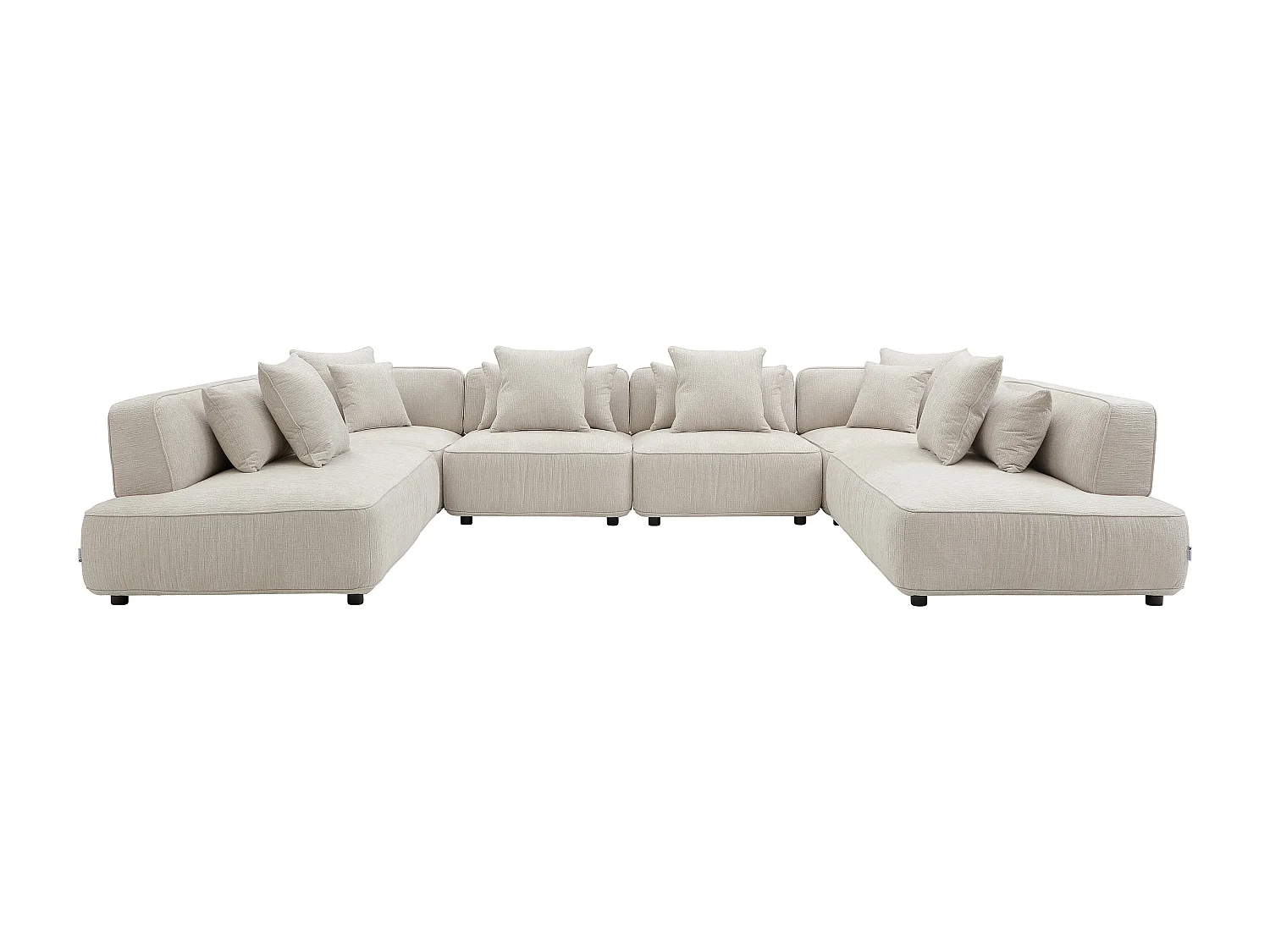 Canapé d'angle panoramique modulable en tissu chenille beige LELACO