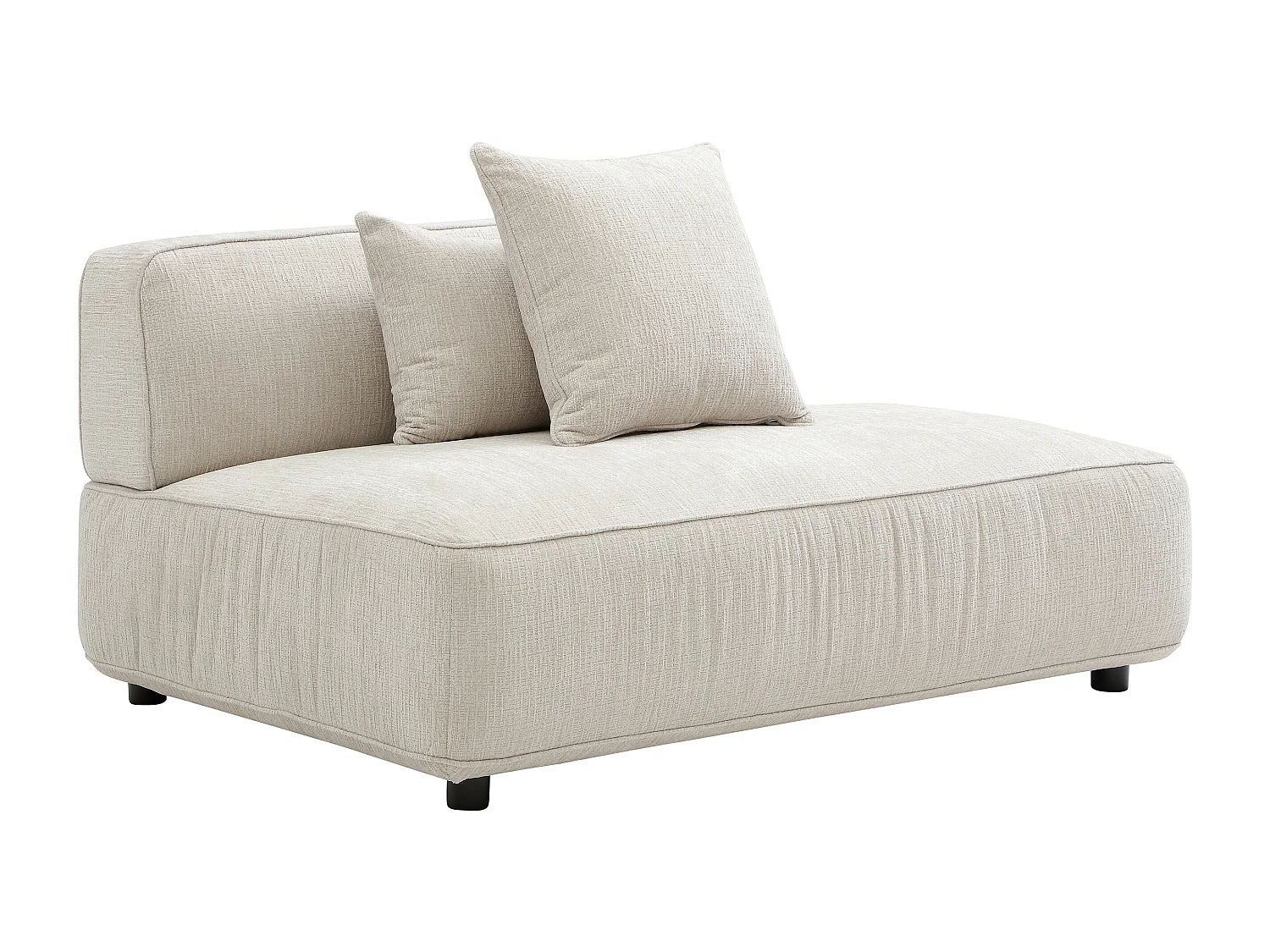 Canapé d'angle panoramique modulable en tissu chenille beige LELACO