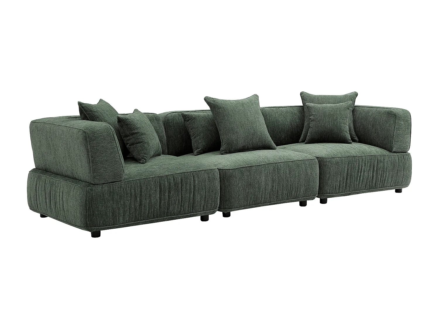 Canapé 4 places modulable en tissu chenille vert LELACO