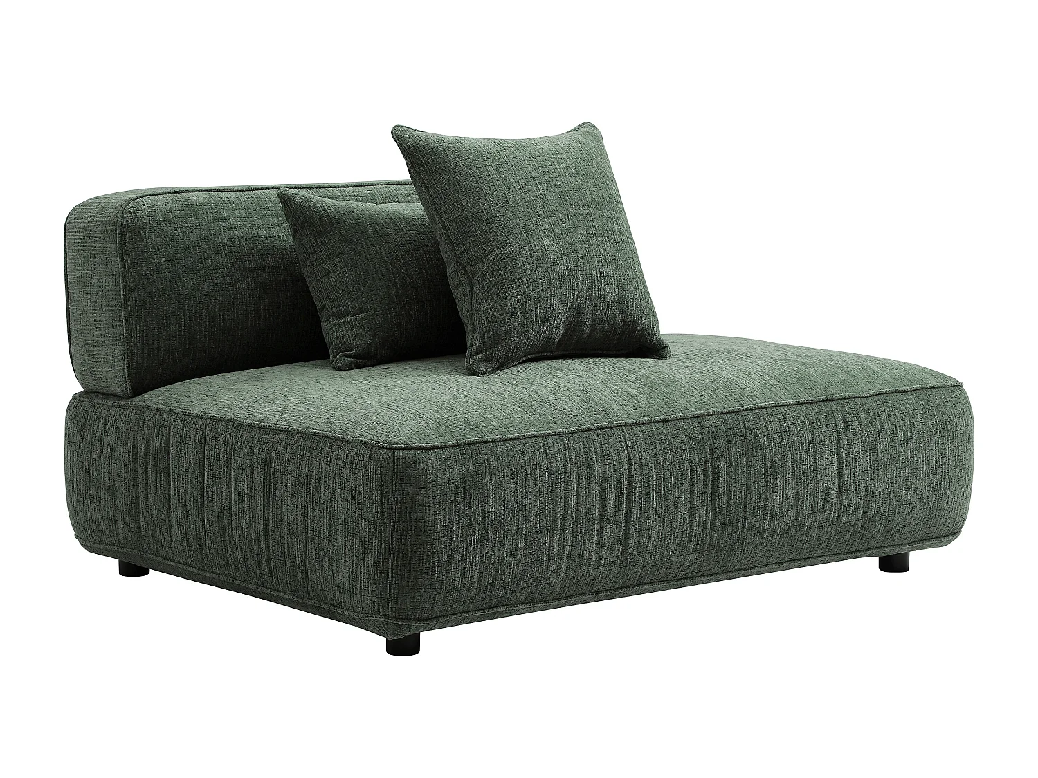 Canapé 5 places ouvert modulable en tissu chenille vert LELACO