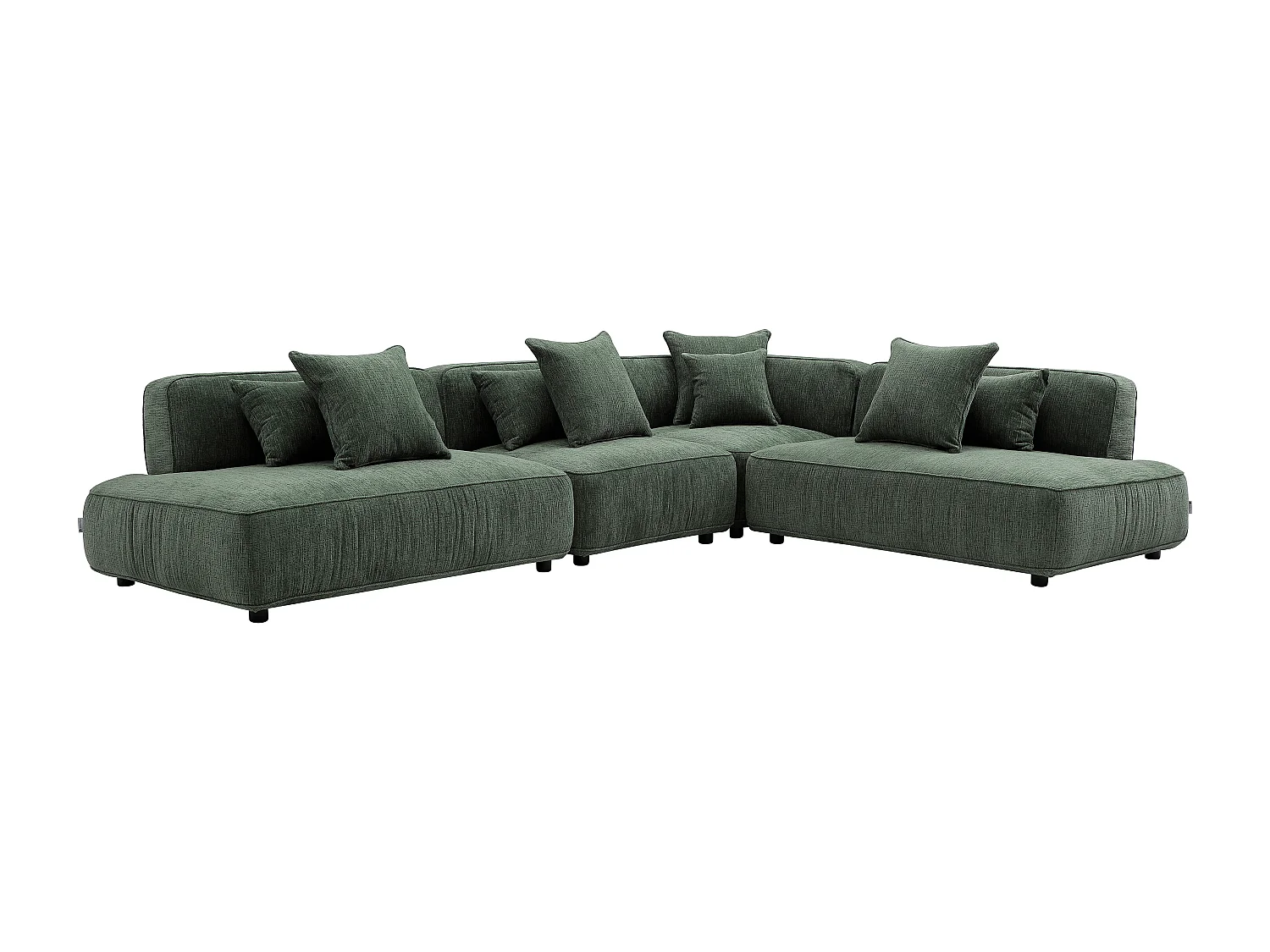Canapé d'angle modulable en tissu chenille vert LELACO